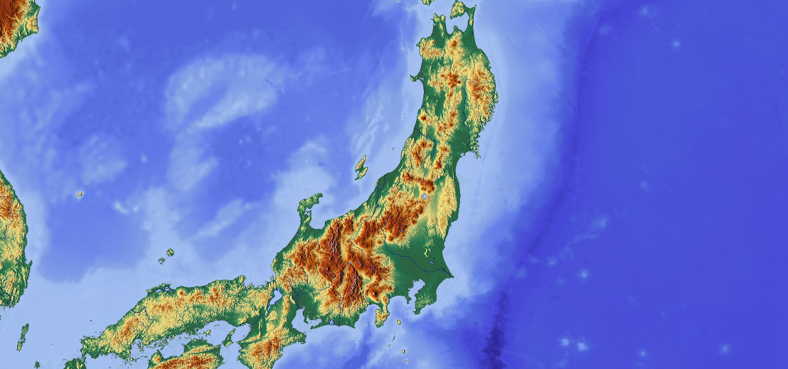 Рельеф Японии карта